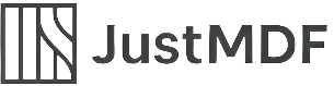 JustMDF logo in black and white