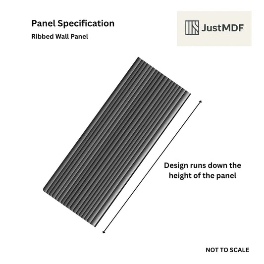 Ribbed wall panel with JustMDF branding on a white background